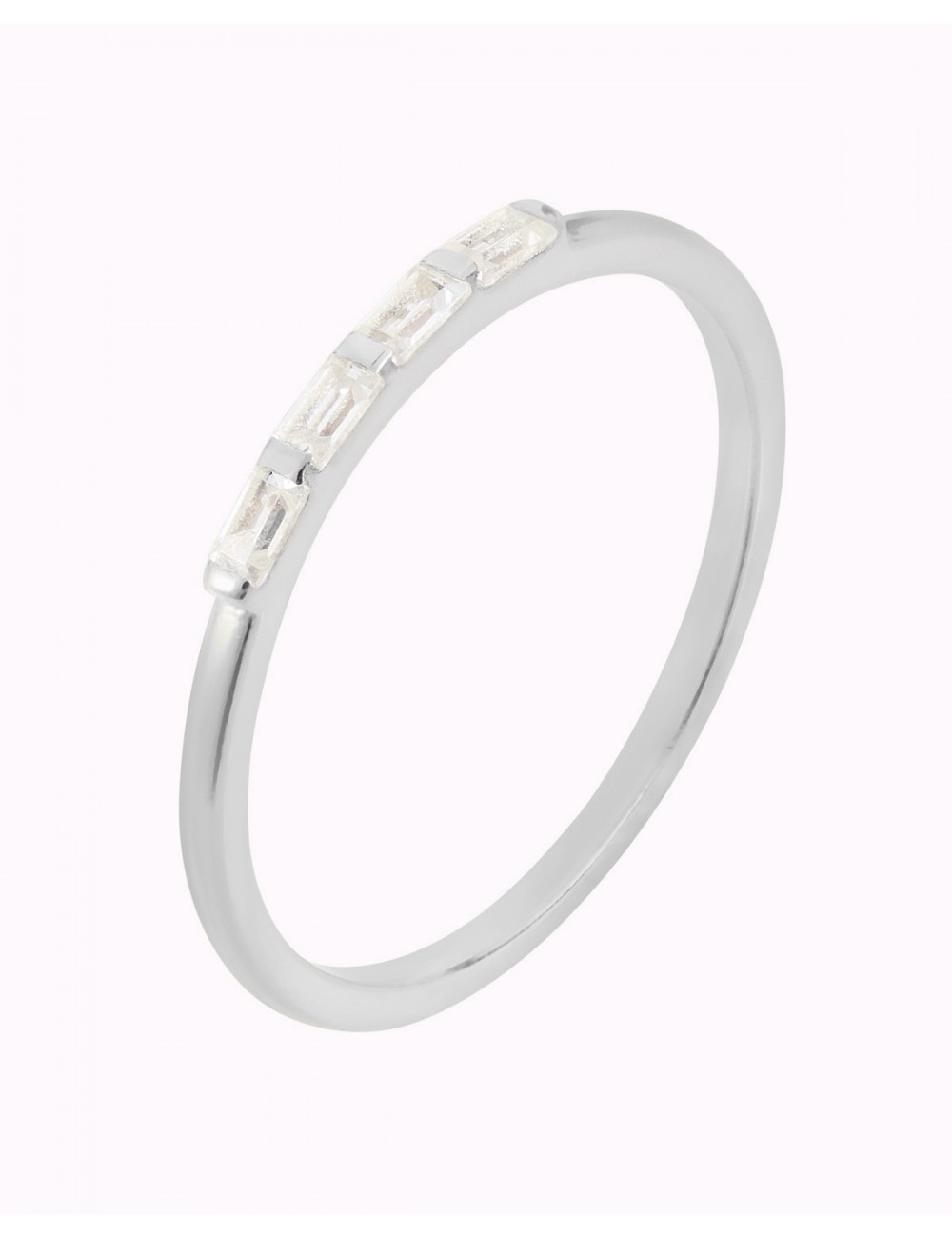 Dainty & Minimalist 4 Baguette CZ Band Ring - Sterling
