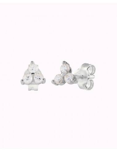 3 CZ Flower Stud Earrings -...