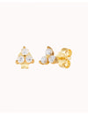 3 CZ Flower Shaped Stud Earrings - Available in 4 and 6 mm