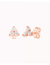 3 CZ Flower Shaped Stud Earrings - Available in 4 and 6 mm