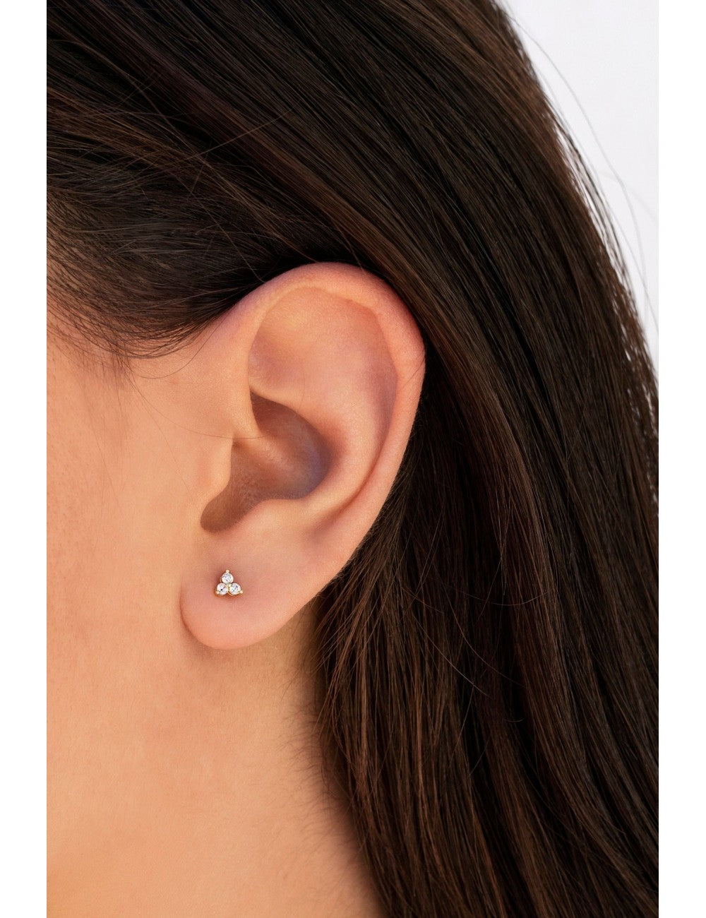 3 CZ Flower Shaped Stud Earrings - Available in 4 and 6 mm