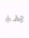 3 CZ Flower Shaped Stud Earrings - Available in 4 and 6 mm