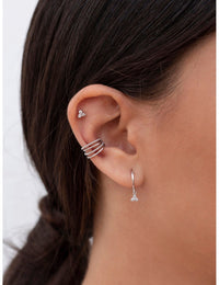 3 CZ Flower Shaped Stud Earrings - Available in 4 and 6 mm