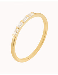 Anillo fino de circonitas en talla baguette engastadas en barra
