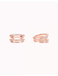 CZ 4 Bands Conch Ear Cuff Earrings - Available in Black & White