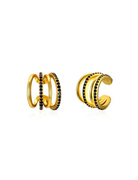 CZ 4 Bands Conch Ear Cuff Earrings - Available in Black & White