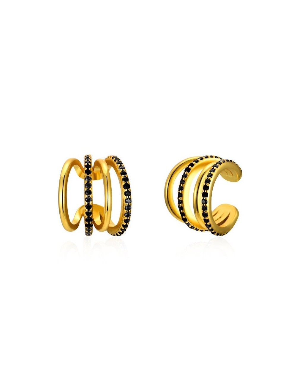 CZ 4 Bands Conch Ear Cuff Earrings - Available in Black & White