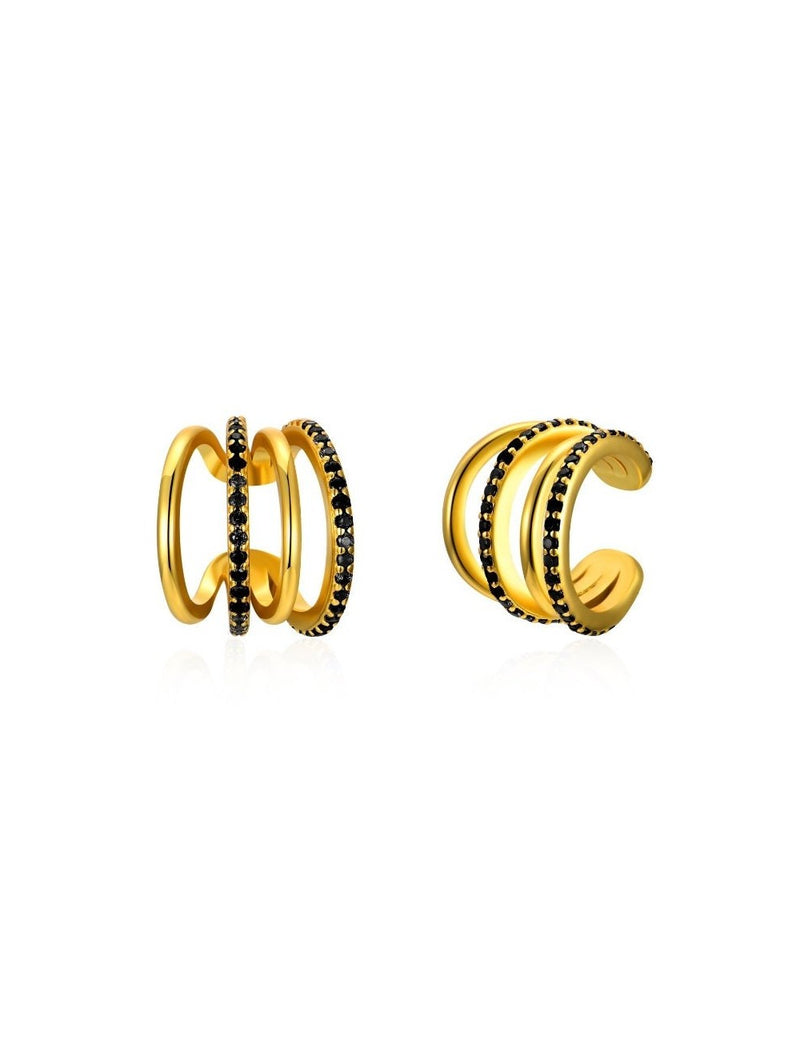 CZ 4 Bands Conch Ear Cuff Earrings - Available in Black & White