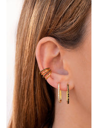 CZ 4 Bands Conch Ear Cuff Earrings - Available in Black & White