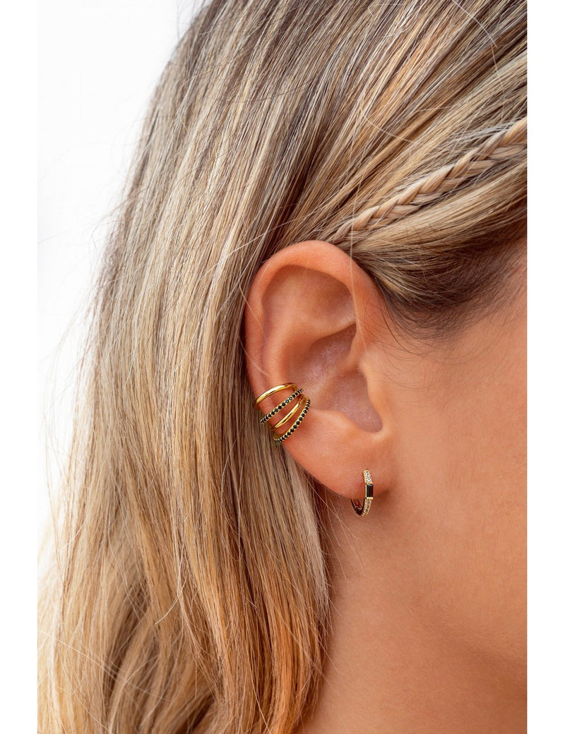 CZ 4 Bands Conch Ear Cuff Earrings - Available in Black & White