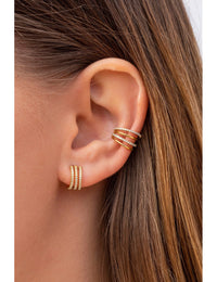 CZ 4 Bands Conch Ear Cuff Earrings - Available in Black & White