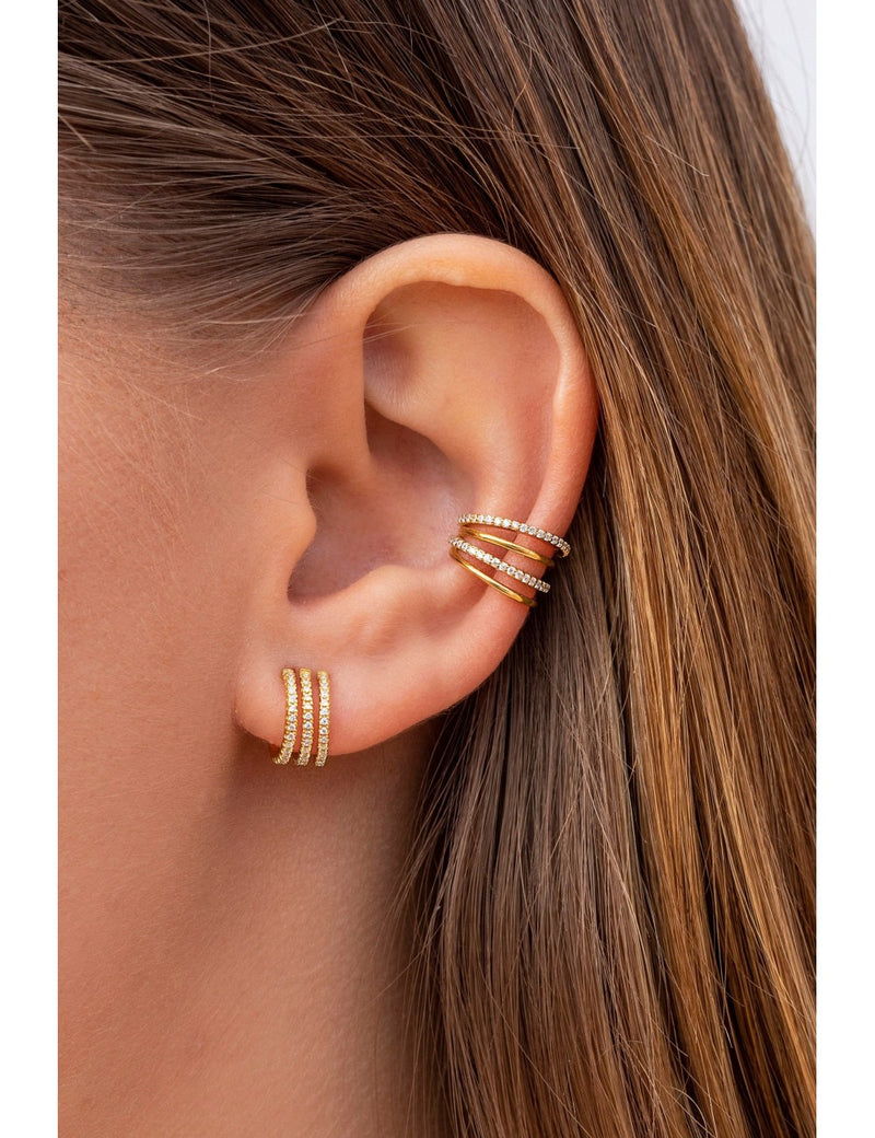 CZ 4 Bands Conch Ear Cuff Earrings - Available in Black & White