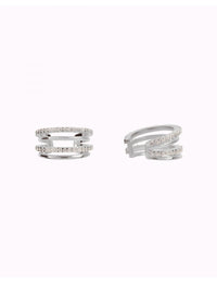 CZ 4 Bands Conch Ear Cuff Earrings - Available in Black & White