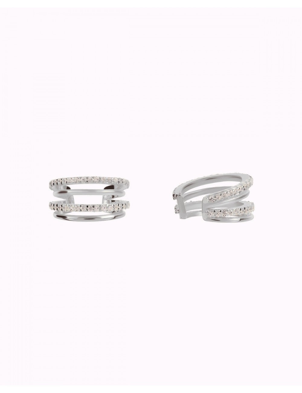 CZ 4 Bands Conch Ear Cuff Earrings - Available in Black & White