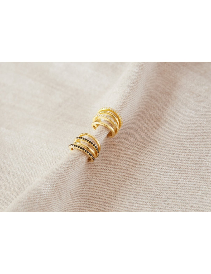 CZ 4 Bands Conch Ear Cuff Earrings - Available in Black & White