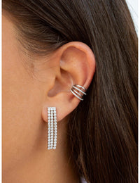 CZ 4 Bands Conch Ear Cuff Earrings - Available in Black & White