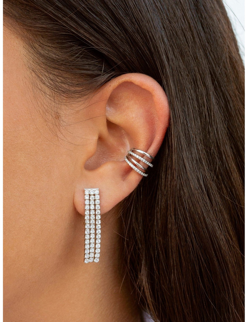 CZ 4 Bands Conch Ear Cuff Earrings - Available in Black & White