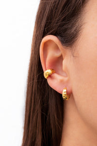 Boucles d'oreilles manchette en forme de conque, massives, facettées et martelées