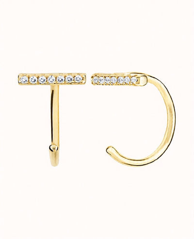 Offene Creolen in Stabform mit schwarzen oder weißen Zirkonen