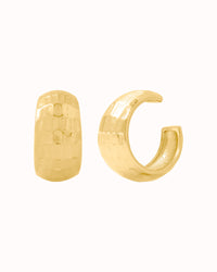 Boucles d'oreilles manchette en forme de conque, massives, facettées et martelées