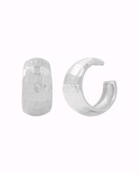 Boucles d'oreilles manchette en forme de conque, massives, facettées et martelées