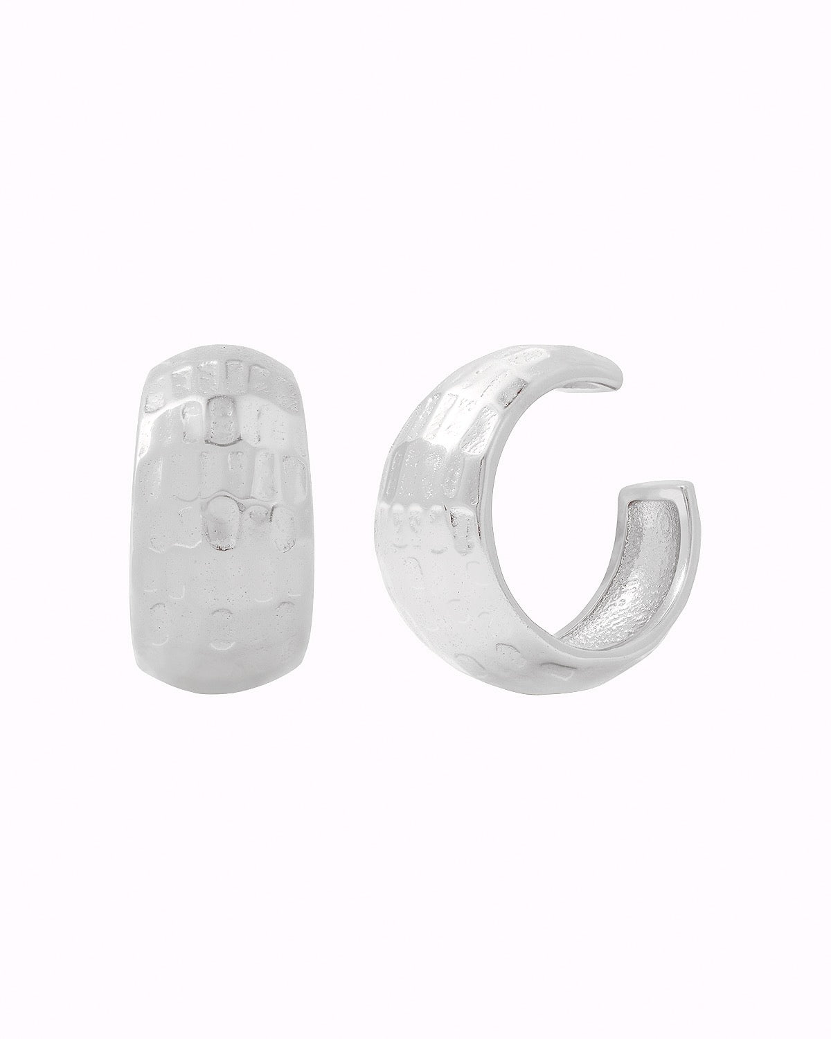 Boucles d'oreilles manchette en forme de conque, massives, facettées et martelées