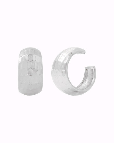 Boucles d'oreilles manchette en forme de conque, massives, facettées et martelées