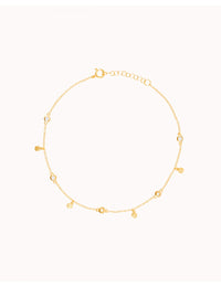 Pulsera tobillera con monedas y circonitas