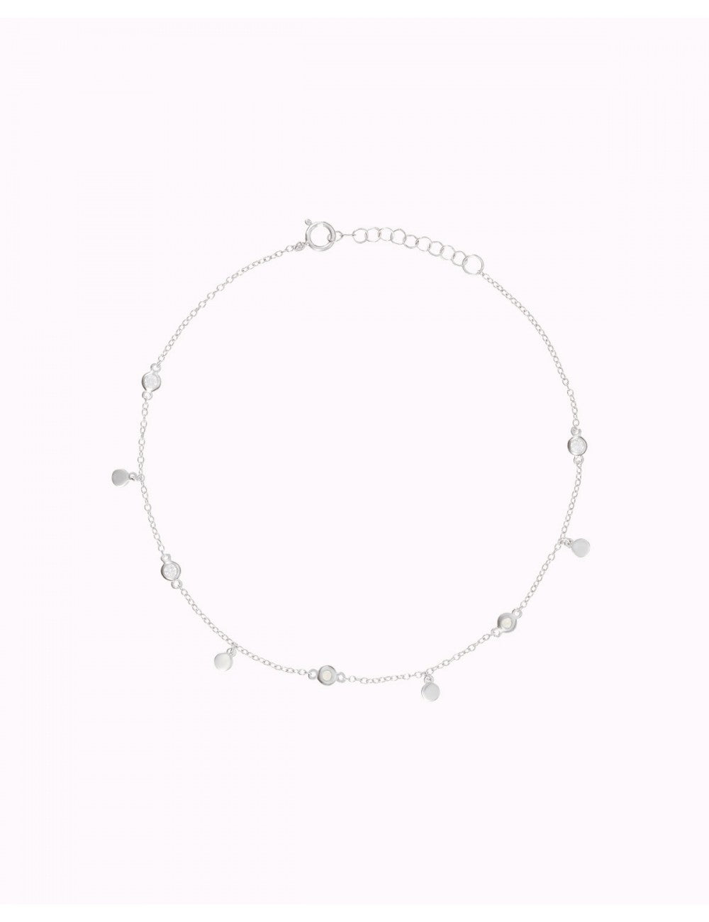 Pulsera tobillera con monedas y circonitas