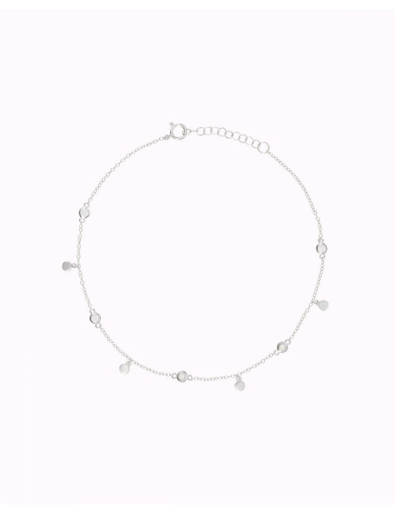 Pulsera tobillera con monedas y circonitas