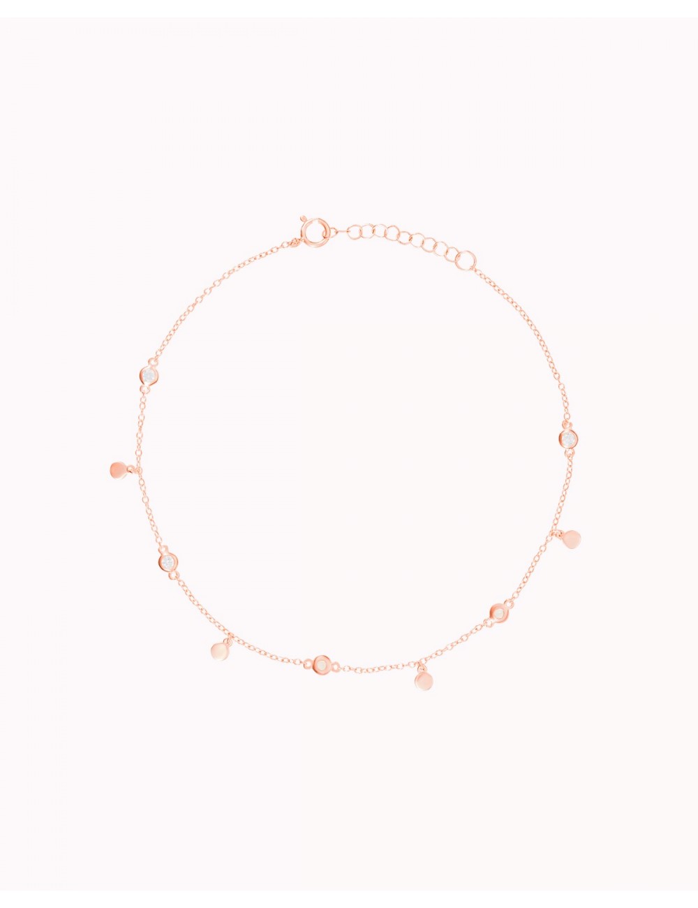 Pulsera tobillera con monedas y circonitas