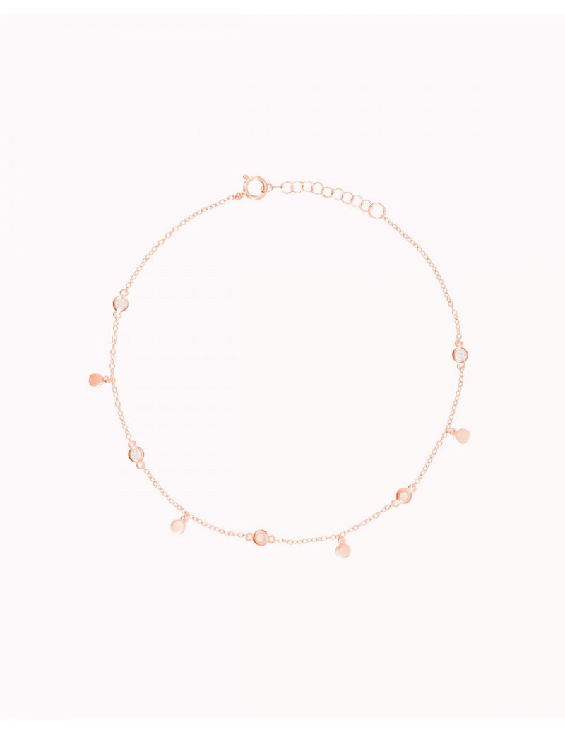 Pulsera tobillera con monedas y circonitas