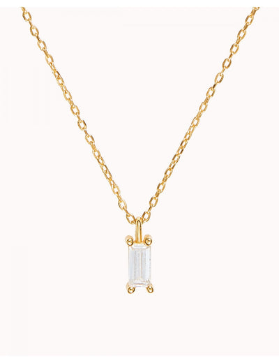 Halskette mit Zirkonia-Anhänger im Baguetteschliff – Stein in verschiedenen Farben erhältlich