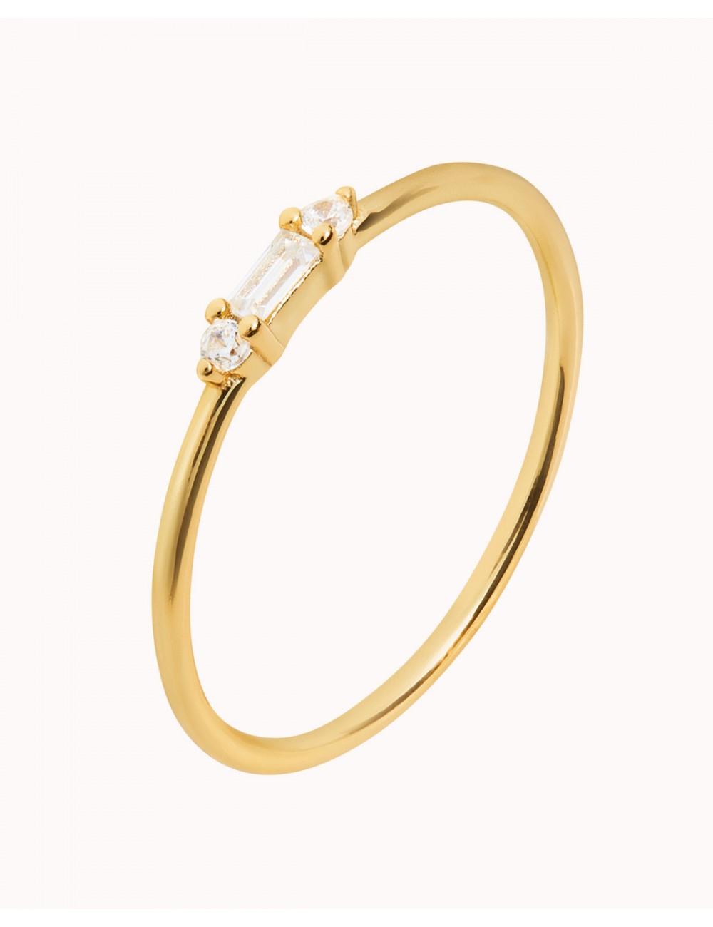 Anillo fino con circonitas pequeñas en talla baguette y redonda
