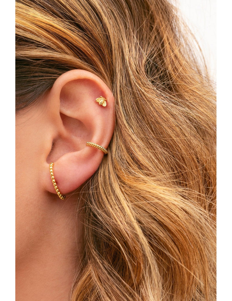Beaded Ear Lobe Cuff Stud Earrings