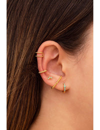 Beaded Ear Lobe Cuff Stud Earrings