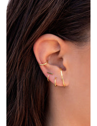CZ Bar Open Huggie Hoop Earrings - Ear hugger - Available in White or Black CZ