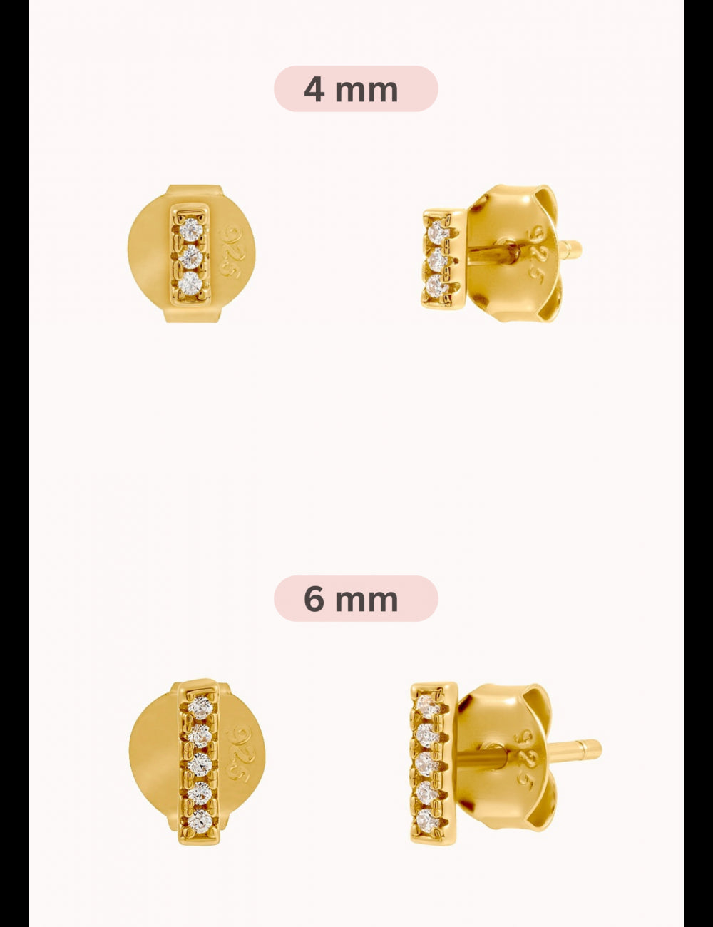 Barbell-Ohrstecker mit Zirkonia - Zwei Größen erhältlich