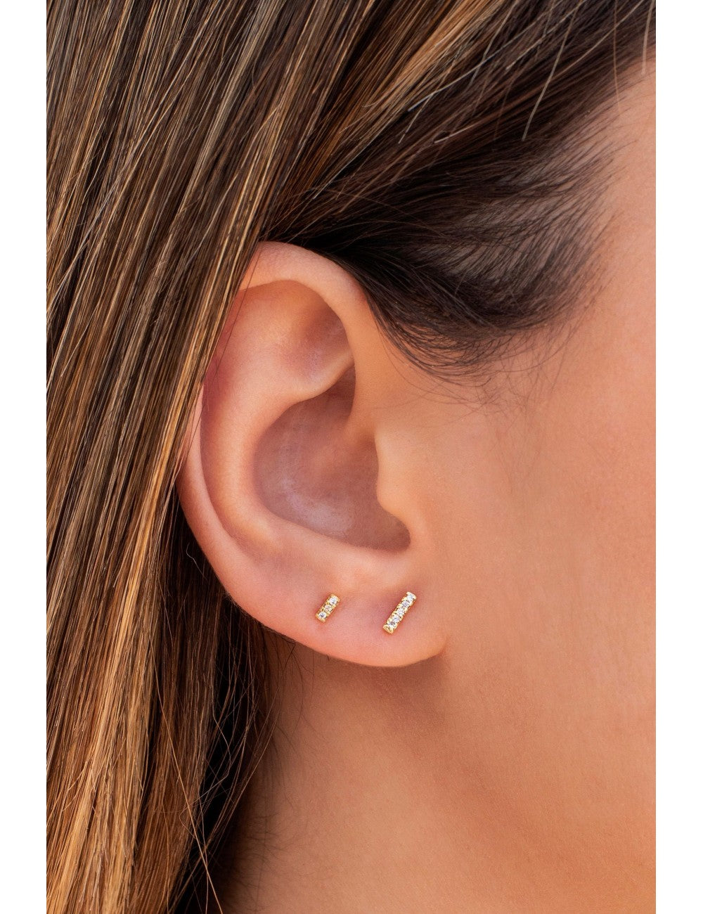 Barbell-Ohrstecker mit Zirkonia - Zwei Größen erhältlich