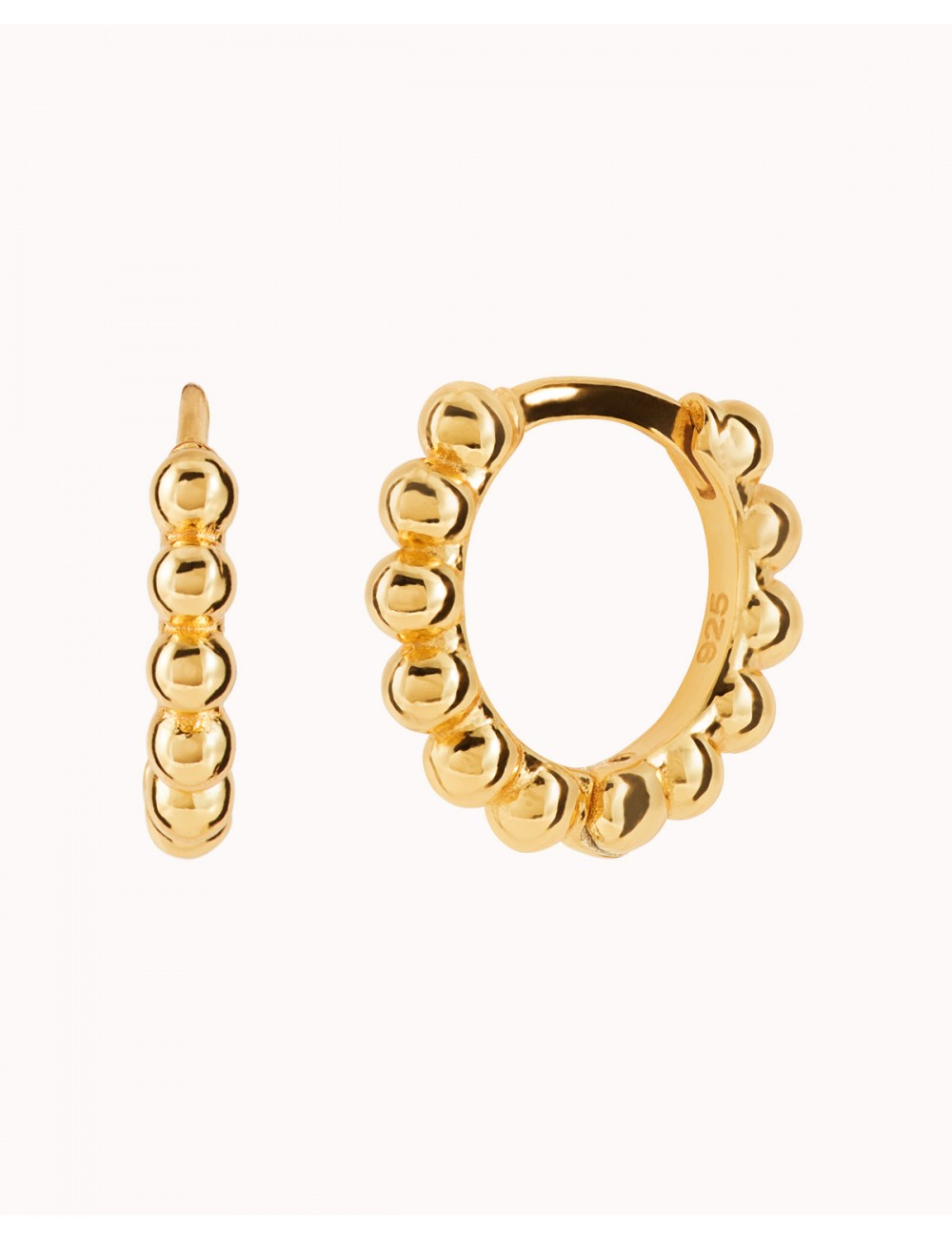Beaded Huggie Hoop Earrings - Available In Four Sizes