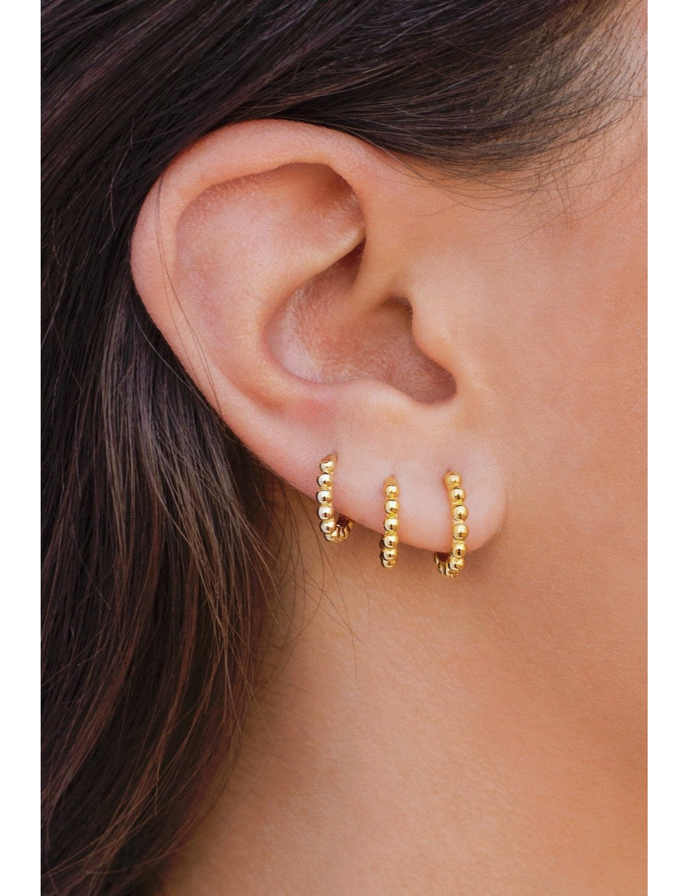 Beaded Huggie Hoop Earrings - Available In Four Sizes