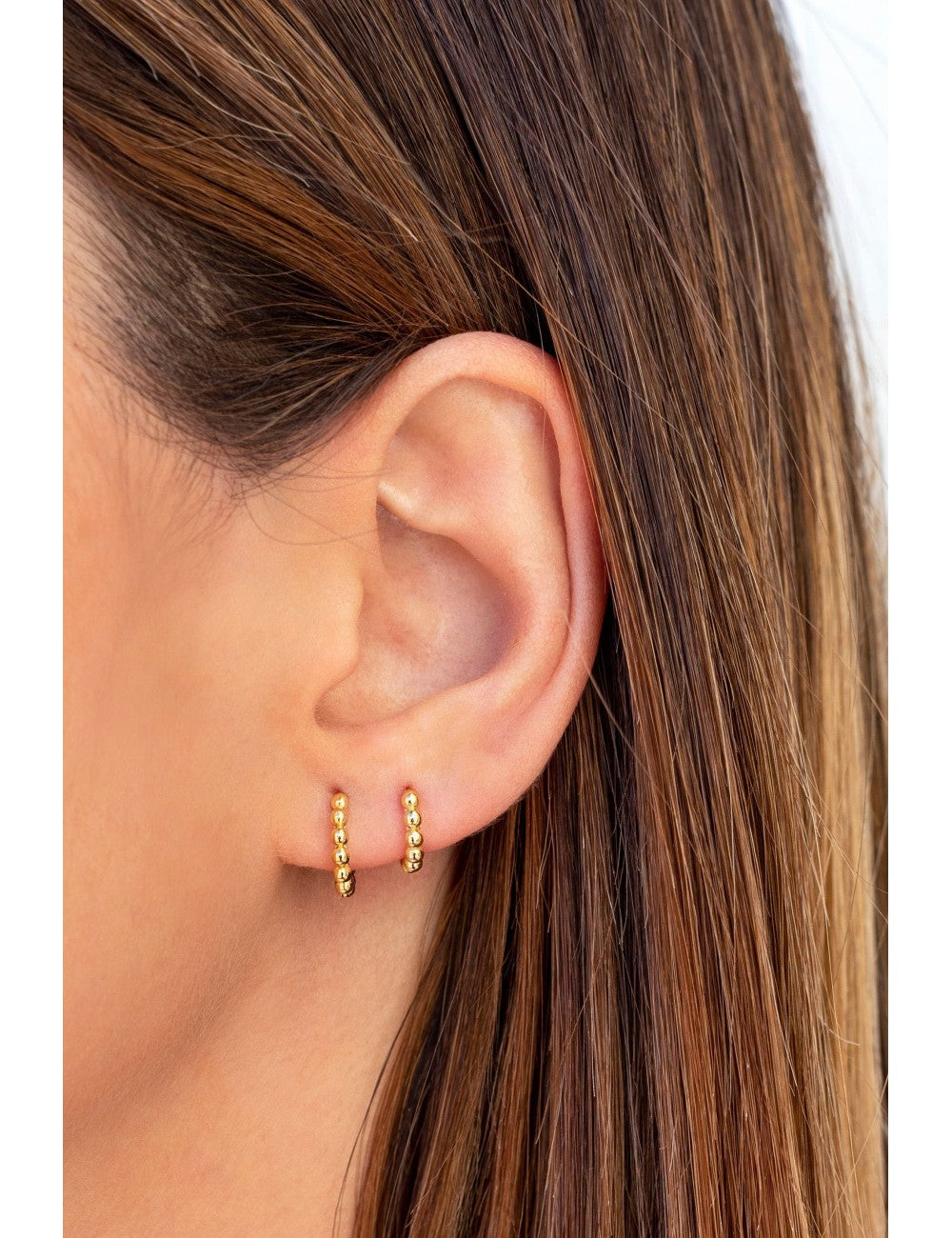 Beaded Huggie Hoop Earrings - Available In Four Sizes