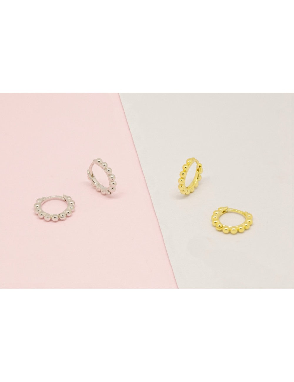 Beaded Huggie Hoop Earrings - Available In Four Sizes
