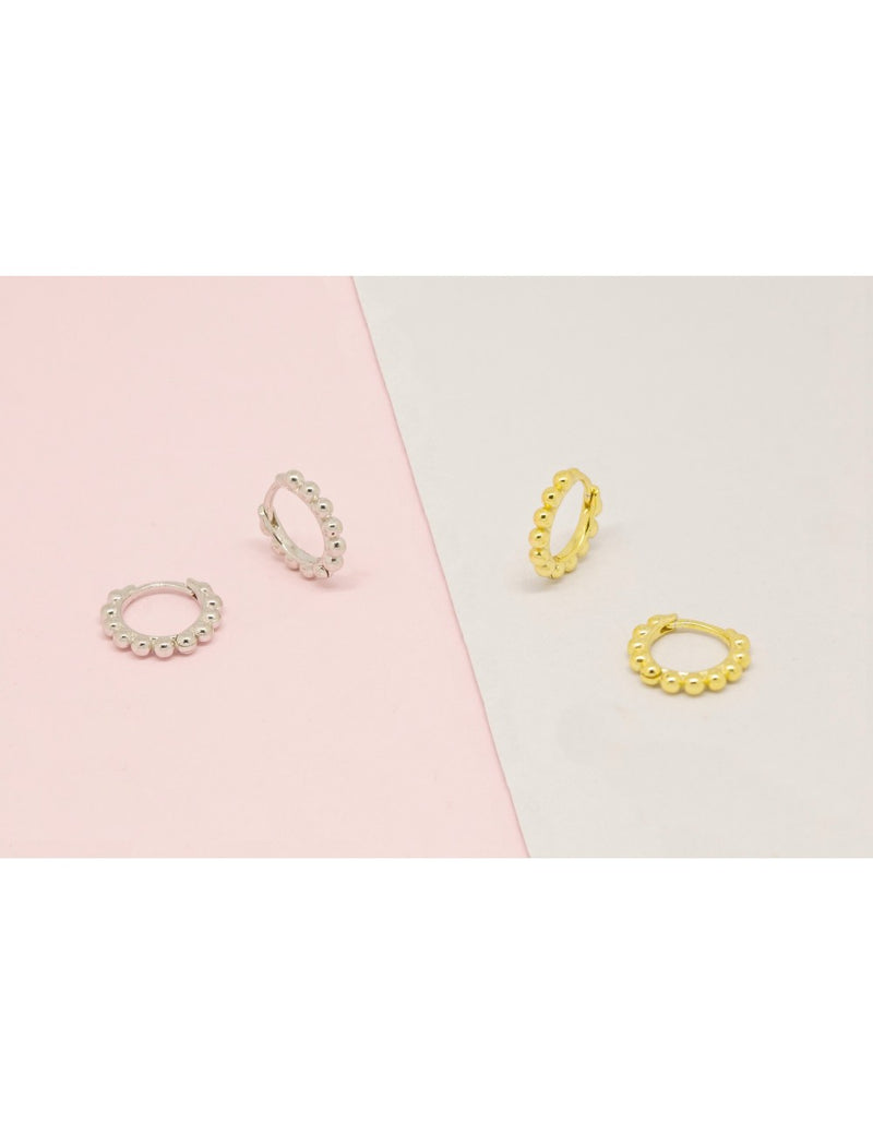 Beaded Huggie Hoop Earrings - Available In Four Sizes