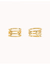 Pendientes conch ear cuff de 4 bandas de bolitas y plata lisa