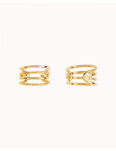 Beaded & Smooth 4 Bands Conch Ear Cuff Earrings