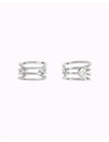 Pendientes conch ear cuff de 4 bandas de bolitas y plata lisa