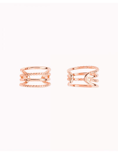 Beaded & Smooth 4 Bands Conch Ear Cuff Earrings