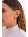 Pendientes conch ear cuff de 4 bandas de bolitas y plata lisa