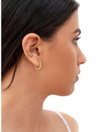 Pendientes conch ear cuff de 4 bandas de bolitas y plata lisa
